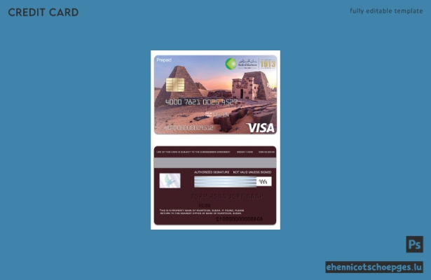 Beispielvorschau der Visa Prepaid-Karte der Bank von Khartum im Sudan